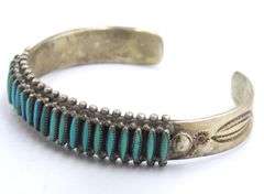 Vintage 925 sterling silver signed Turquoise cuff bangle