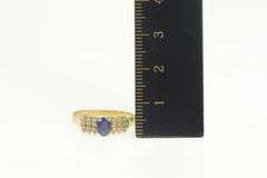 14K Yellow Gold Oval Sapphire Diamond Cluster Engagement Ring