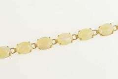 14K Yellow Gold Oval Natural Opal Chinese Symbol Clasp Bracelet