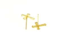 Gold Filled Cross Christian Faith Communion Stud Earrings