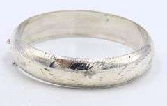 925 Sterling silver engraved floral design bangle