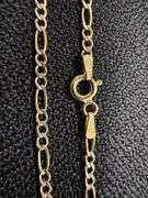 10k Yellow Gold Solid Pave Figaro Link Chain 1.9mm Necklace 20"