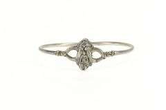 Sterling Silver Ornate Chinese Bearded Face Bangle Bracelet