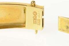 18K Yellow Gold Oval Amethyst Ornate Retro Bangle Bracelet