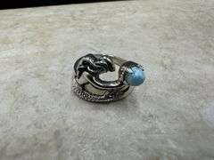 Sterling Silver Gemstone Larimar Ring Size 10
