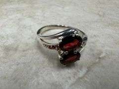 Sterling Silver Natural Gemstone Garnet Ring Size 10