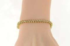 14K Yellow Gold 1.50 Ctw Classic Wavy Link Diamond Tennis Bracelet