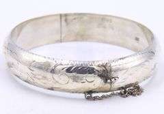 925 Sterling silver engraved floral design bangle