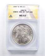 MS63 1887 Morgan Silver Dollar VAM-5 DBL DT Top 100 ANACS