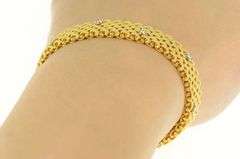 18K Yellow Gold La Pepita 0.76 Ctw Diamond Woven Chain Bracelet