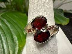 Sterling Silver Natural Gemstone Garnet Ring Size 10