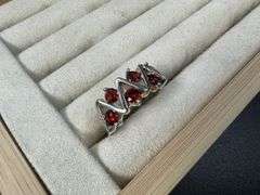 Sterling Silver Gemstone Natural Garnet Ring Size 10