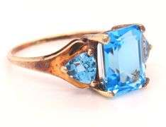 10kt Yellow gold blue topaz ring