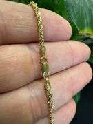 10k Yellow Gold-Hollow Diamond-Cut Rope Chain 2.5mm Necklace 16"