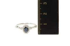 14K White Gold 0.85 Ctw Sapphire Diamond Halo Engagement Ring