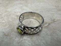 Sterling Silver Natural Gemstone Perdiot Ring Size 10