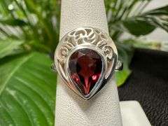 Sterling Silver Gemstone Natural Garnet Ring Size 6