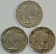 1915-P, 1916-D, & 1916-S Buffalo Nickels in upper end