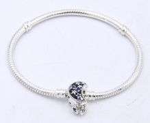 925 Sterling silver sparkling moon clasp snake chain bracelet
