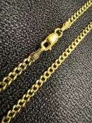 10k Yellow Gold Solid Curb Chain 3.2mm Link Necklace 16"