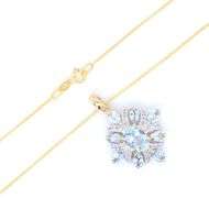 14kt Yellow gold Aquamarine and diamond accent pendant on chain necklace