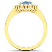 14KT Yellow Gold 0.96ct Aquamarine and Diamond Ring