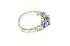 Platinum 3.12 Ctw Sapphire Amethyst Etched Engagement Ring