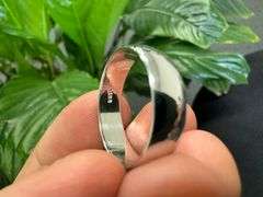 14k White Solid Gold 6mm Domed Plain Men's Women's Wedding Band Size 9