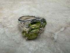 Sterling Silver Natural Gemstone Perdiot Ring Size 10
