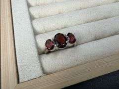 Sterling Silver Gemstone Natural Garnet Ring Size 10