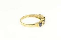 14K Yellow Gold Oval Sapphire Diamond Accent Wedding Band Ring