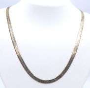 Italian vintage 925 sterling silver herringbone chain necklace
