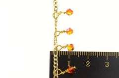 14K Yellow Gold Ornate Glass Beaded Fringe Dangle Charm Bracelet