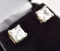 Sterling Silver CZ Gemstone Stud Earrings