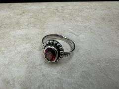Sterling Silver Gemstone Natural Garnet Ring Size 6