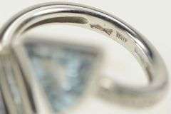 18K White Gold Blue Topaz Diamond Arrow Wrap Bypass Ring