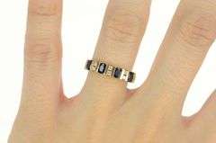 14K Yellow Gold Oval Sapphire Diamond Accent Wedding Band Ring