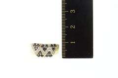 14K Yellow Gold Zig Zag Diamond Sapphire Cluster Band Ring