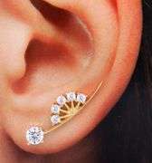 14kt Yellow gold diamond ear climber