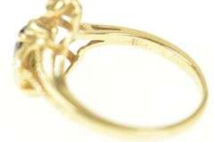 14K Yellow Gold Green Tourmaline Diamond Accent Leaf Ring