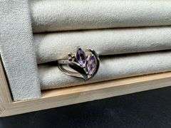 Sterling Silver Natural Gemstone Amethyst Ring Size 8