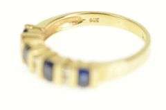 14K Yellow Gold Oval Sapphire Diamond Accent Wedding Band Ring