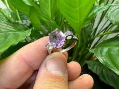 Sterling Silver Natural Gemstone Amethyst Ring Size 8