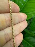 10k Yellow Gold-Hollow Diamond-Cut Rope Link Chain 1.9mm Bracelet 8"