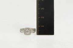 14K White Gold 0.79 Ctw Diamond Halo Cathedral Engagement Ring