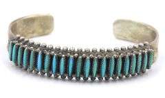 Vintage 925 sterling silver signed Turquoise cuff bangle