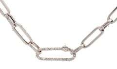 0.10ctw Diamond Paperclip Chain Link Necklace in 14K