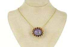 14K Yellow Gold 67.00 Ctw Star Ruby Rose Cut Diamond Halo Pendant/Pin