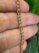 10k Yellow Gold Solid Pave Figaro Link Chain 3.3mm Bracelet 8"