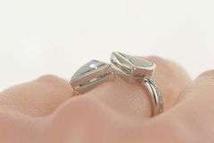 18K White Gold Blue Topaz Diamond Arrow Wrap Bypass Ring